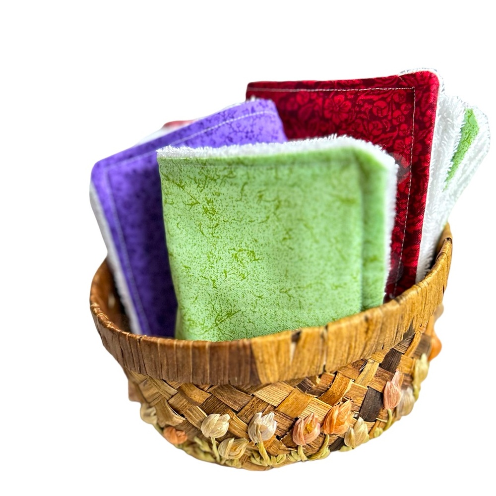 HAND CRAFTED Six 100% Cotton Terry Cloth Reusable Eco Friendly Unpaper Towels - Picture 3 of 8